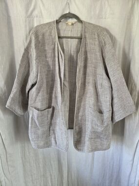 Eileen Fisher | Light Gray Open-Front Linen Jacket